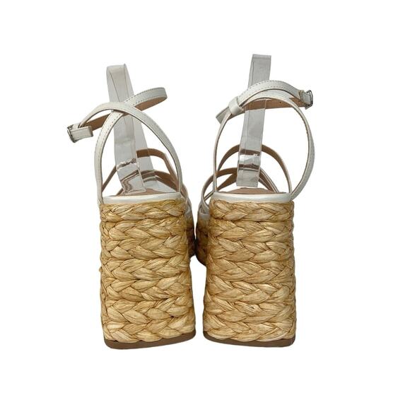 Steve Madden Belise White Square Toe Ankle Strap Platform Strappy Sandals Sz 10 - Picture 3 of 4